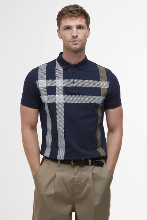 پولو یقه Barbour مدل Blaine رنگ NY94 Navy/Pine