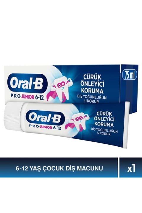 خمیر دندان کودکان Oral-B Pro Junior محافظت ضد پوسیدگی ۶-۱۲ سال حاوی فلوراید ۷۵ میلی‌لیتر
