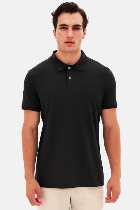 D'S Damat Regular Fit مشکی ۱۰۰٪ پنبه ماندگار و بدون چروک پولو