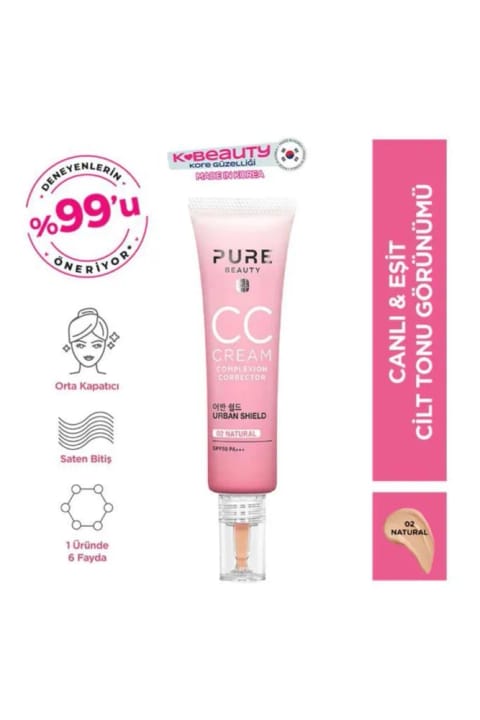 کرم CC پیور بیوتی Flormar SPF50 PA+++ رنگ Natural حجم 30 ml