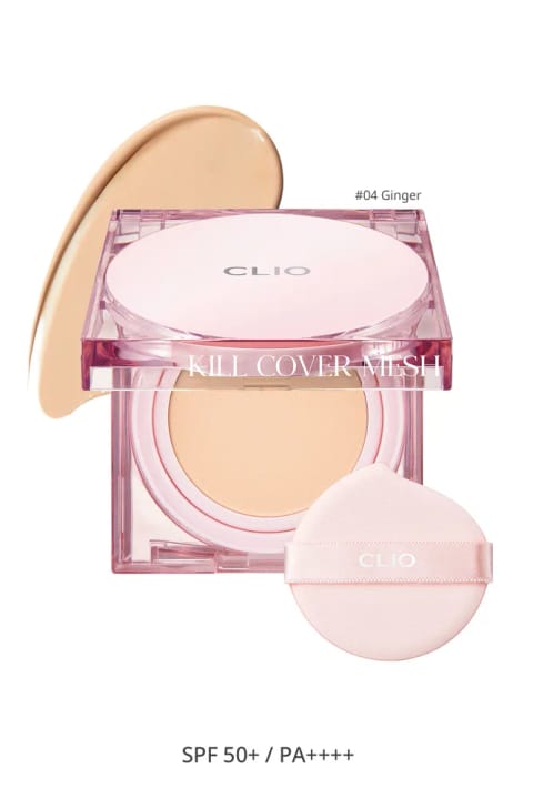 کوشن مرطوبکننده و درخشان CLIO Kill Cover Mesh Glow + رفیل — 4 Ginger