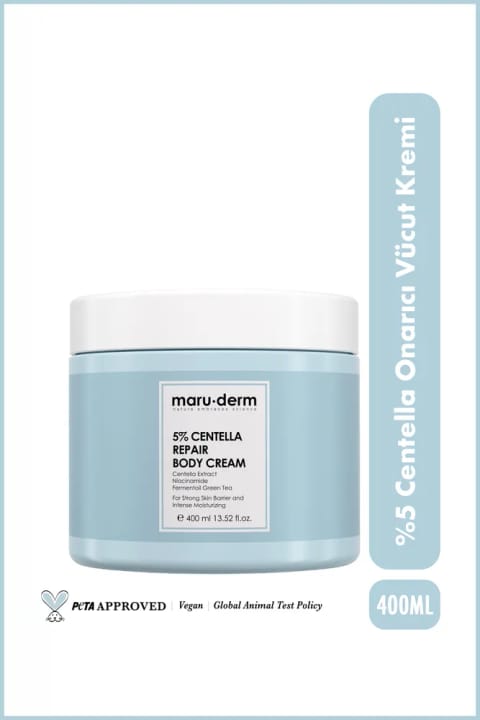 Maru.Derm کرم بدن ترمیم‌کننده Centella ۵٪ حجم ۴۰۰ میلی‌لیتر