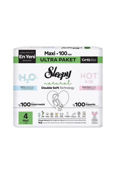 پوشک بچه Sleepy Natural سایز 4 مaxi بسته 100 عددی اولترا