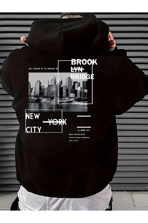 سویشرت اورسایز یونیسکس چاپ Brooklyn Bridge uyguntarz