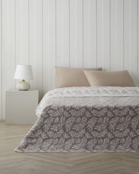 پتو یک نفره Foliage از جنس پنبه اکریلیک 150x200 سانتی‌متر رنگ Çakıl Taşı