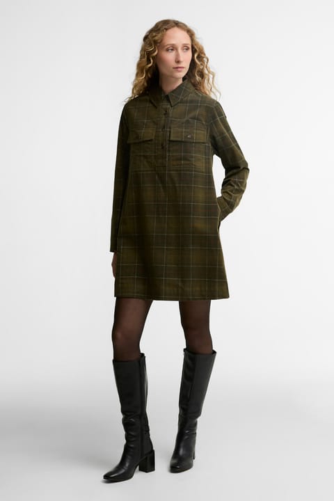 پیراهن کوتاه زنانه Barbour مدل Shae مینی SG95 طرح Sage Classic Tartan