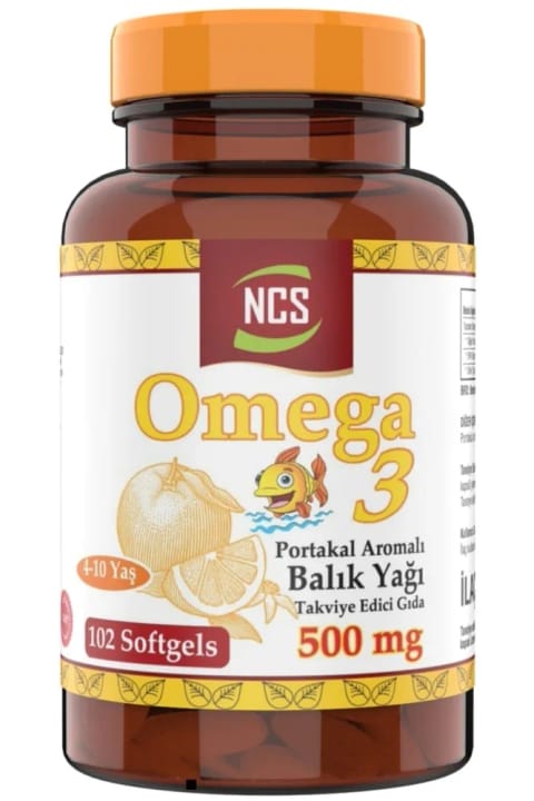 NCS Omega 3 روغن ماهی 500 میلیگرم مخصوص کودکان 102 سافتجل با طعم پرتقال