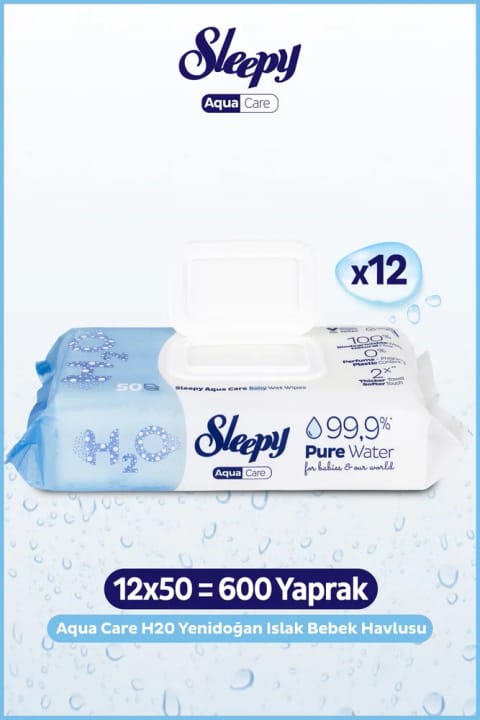 دستمال مرطوب نوزاد Sleepy Aquacare H2O 12x50