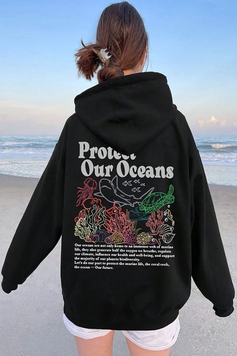 سویشرت اورسایز uyguntarz مدل Oceans چاپی