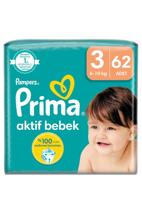 Prima Aktif Baby سایز ۳ تعداد ۶۲ عدد پوشک بچه بسته اقتصادی