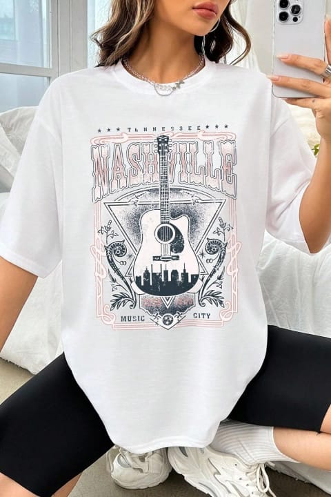 تیشرت اورسایز یونیسکس Music City چاپی uyguntarz