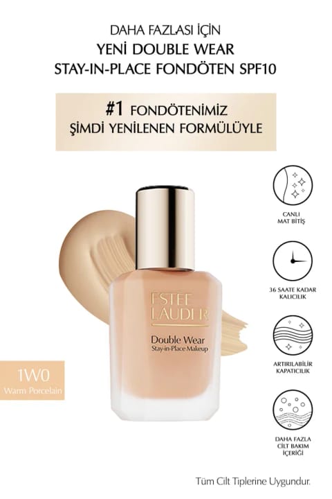 فونداسیون Estee Lauder Double Wear Stay-in-Place SPF10 با فینیش مات زنده (1W0 WA...