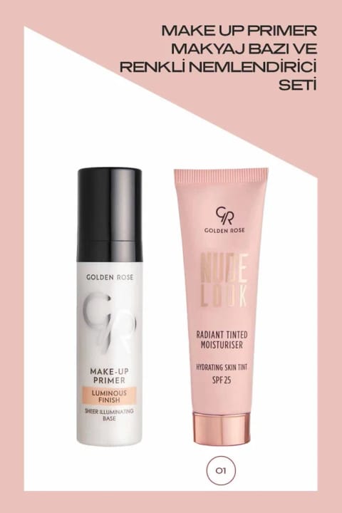 پرایمر آرایشی Golden Rose با فینیش درخشان و پودر فشرده پخته شییر با ظاهری طبیعی