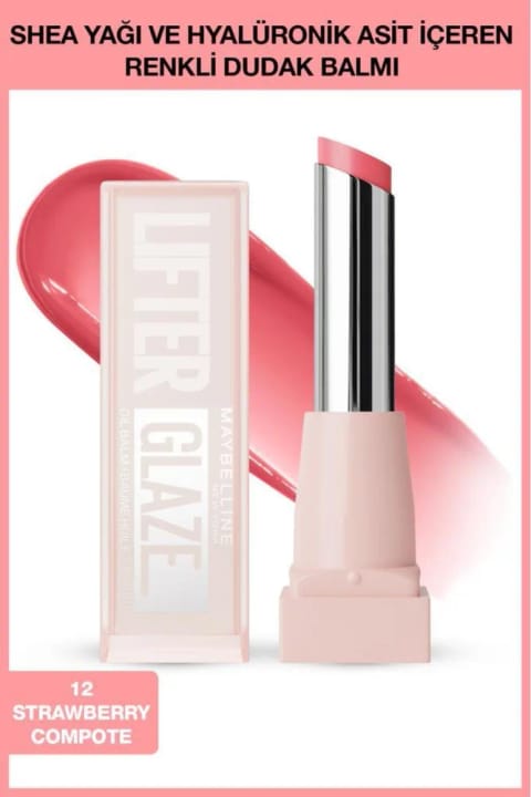 Maybelline New York Lifter Glaze Shea Yağı ve Hyalüronik Asit İçeren Nemlendirici Dudak Parlatıcısı — 12 Strawberry