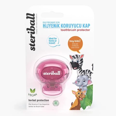 Steriball محافظ مسواک کودک طرح گورخر (صورتی روشن)