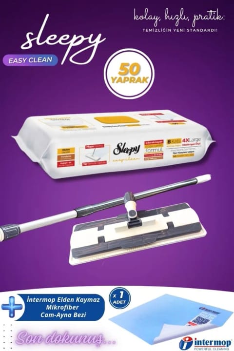 Sleepy دستمال تمیزکننده کف مناسب تی با صابون حلبی ۵۰ برگ + تی