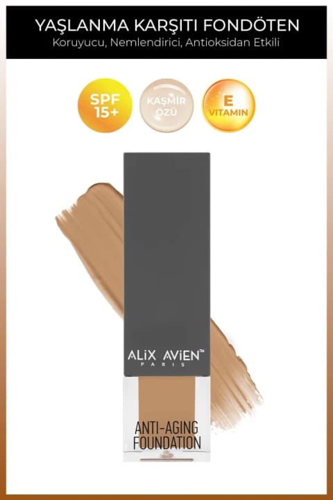 Alix Avien ضد پیری مرطوبکننده با ویتامین SPF15+ فونداسیون - آنتی... — 511 Deep Honey