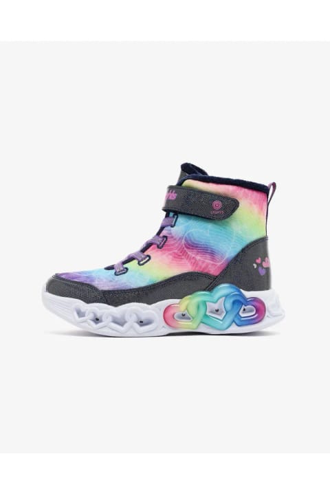 SKECHERS INFINITE HEART LIGHTS بوت چراغدار دخترانه بزرگ، سرمهای، سایز 303054L NVMT