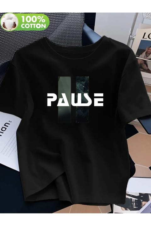 تیشرت طراحی چاپ Pause یونیسکس uyguntarz