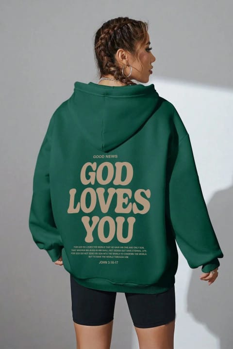 سویشرت اورسایز چاپ‌دار Good Loves You uyguntarz