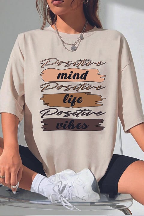 تی‌شرت اورسایز چاپ‌دار Unisex Mind Life Vibes uyguntarz