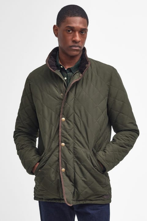 کاپشن کاپیتونه ضدآب Barbour Shoveler OL91 زیتونی تیره