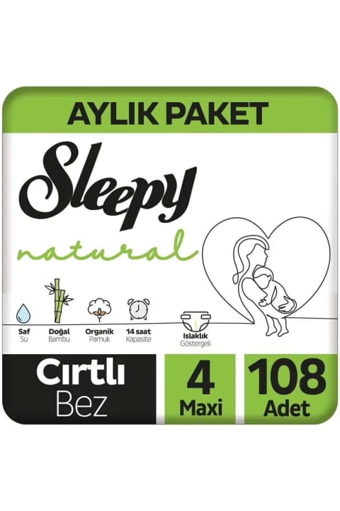 Sleepy Natural بسته ماهانه پوشک بچه سایز 4 ماکسی 108 عددی