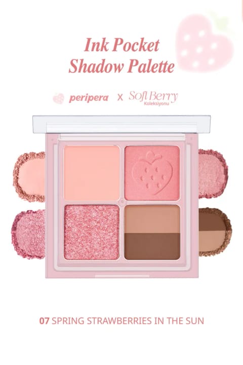 پالت سایه چشم ۴ رنگ PERIPERA Ink Pocket Shadow (مات و براق) — 07 Spring Strawberries