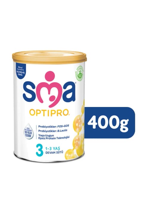 شیر خشک ادامه دوران رشد SMA 3 Optipro پروبیوتیک ۱ تا ۳ سال ۴۰۰ گرم