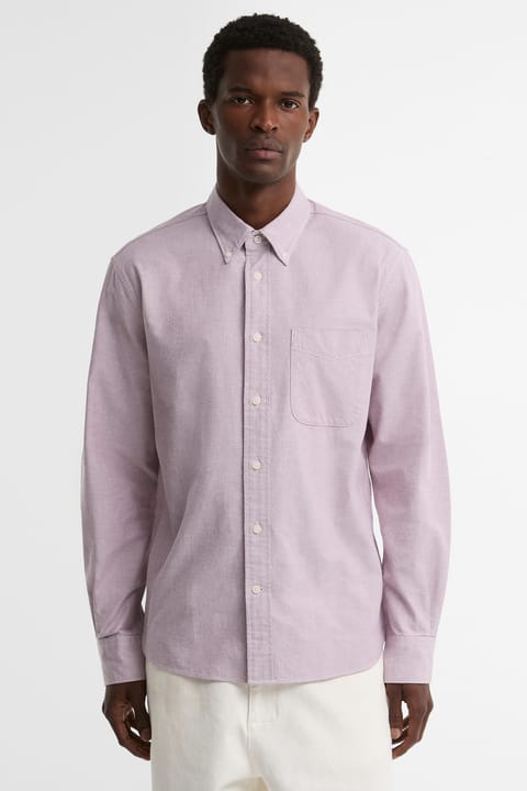 پیراهن آکسفورد Barbour Authentic مدل RE92 رنگ قرمز تیره