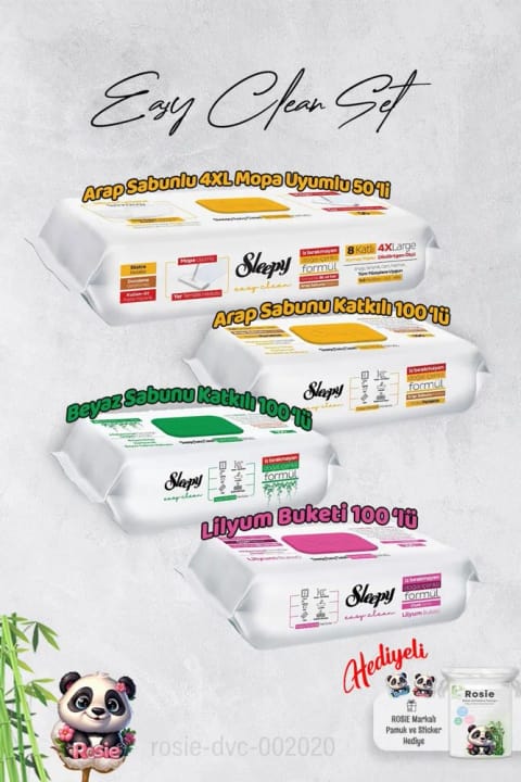 Sleepy Arap Sabunu Lilyum Beyaz Sabun ve 4XL 50'li Yüzey Temizleme Mop Hediyeli