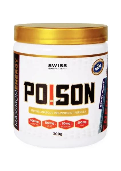 پیشتمرینی Swiss Poison با Agmatine و AAKG تقویتکننده نیتریک اکساید ۳۰۰ گرم