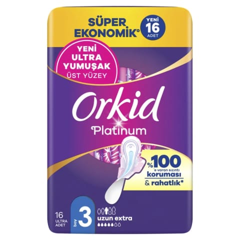 Orkid Platinum Uzun Ekstra (Boy 3) نوار بهداشتی 16 عددی