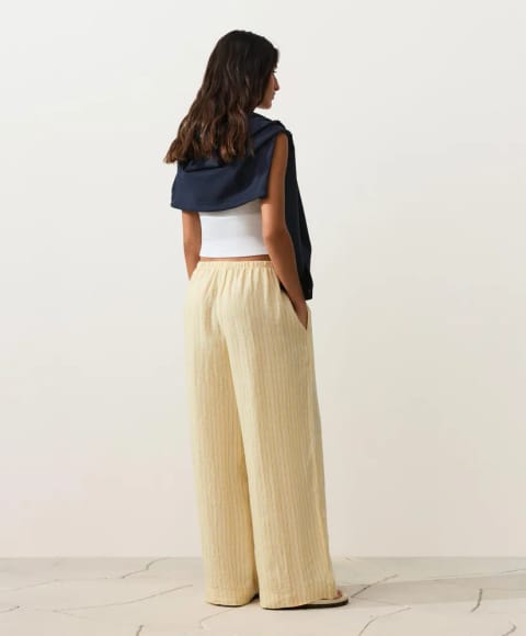 شلوار راسته راهراه 100% Linen