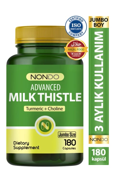 Nondo Milk Thistle 180 کپسول سایز بزرگ (خار مریم، کنگر فرنگی، سیلیبین، کولین...)