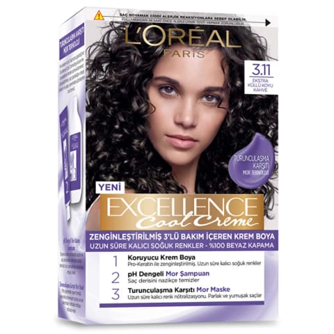 Loreal Paris Excellence Cool Creme رنگ مو 3.11 قهوهای تیره خاکستری فوقالعاده