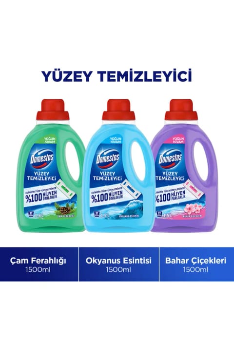 Domestos سطحشوی 1500 میل × 3 (کاج، اقیانوس، شکوفههای بهاری)