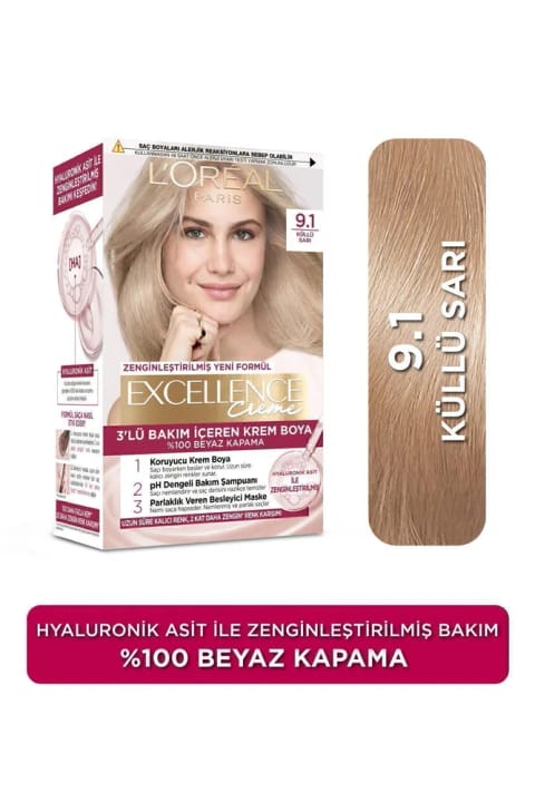 رنگ موی کرِم L'Oreal Paris Excellence 9.1 بلوند خاکستری