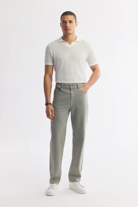 شلوار جین کلاسیک کمر باریک ۱۰۰٪ پنبه با شستشوی فرسوده Khaki