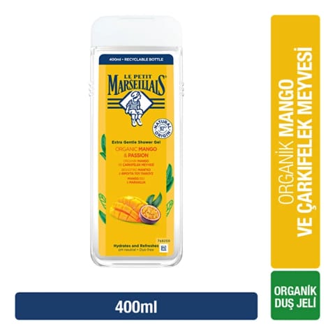Le Petit Marseillais شاور ژل ارگانیک انبه و میوه پشن فروت 400 میلی‌لیتر