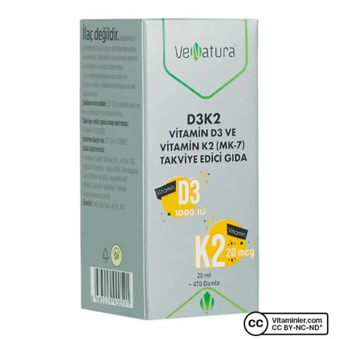 وناتورا ویتامین D3 K2 (مناکینون 7) قطره ۲۰ میلی‌لیتر