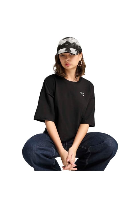تیشرت آستینکوتاه اورسایز مشکی روزمره زنانه Puma Wardrobe Ess 62974301