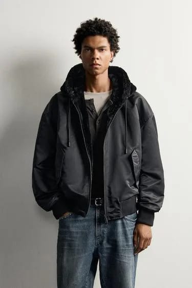 REVERSIBLE FAUX FUR BOMBER JACKET
