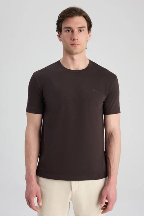 تیشرت Basic قهوهای Slim Fit Twn