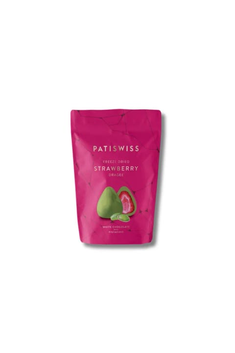 دراژه توت‌فرنگی با شکلات سفید و پسته Antep برند Patiswiss، ۸۰ گرم