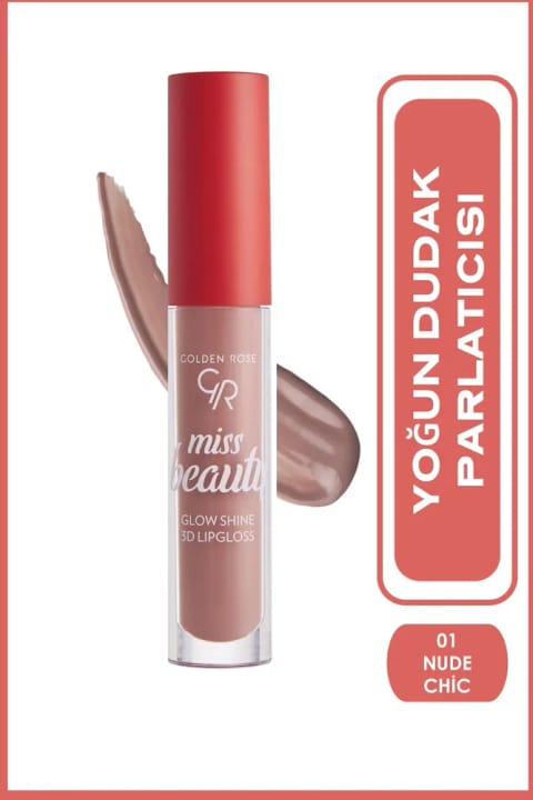 Golden Rose Miss Beauty Glow Shine 3D Lipgloss - 01 Nude Chic - برق لب