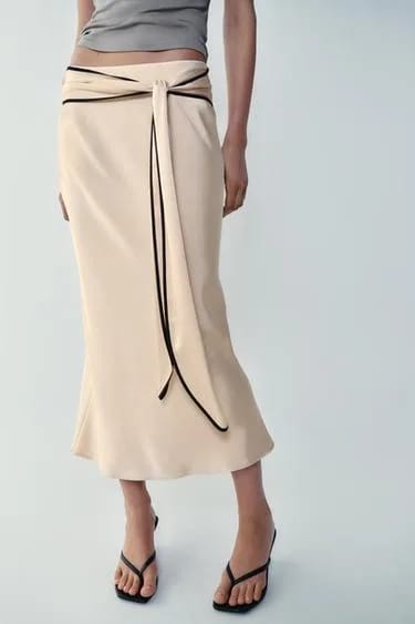 دامن ساتن میدی گره‌دار