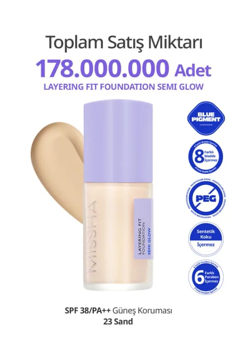 فاندیشن مرطوبکننده نیمهبراق میسا Layering Fit Foundation Semi — 23 Sand