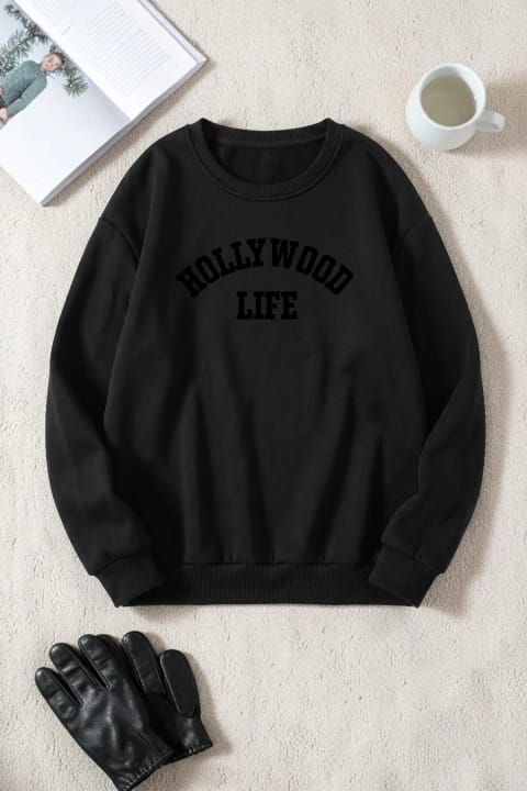 سویشرت یقه گرد چاپ Hollywood Life یونیسکس uyguntarz