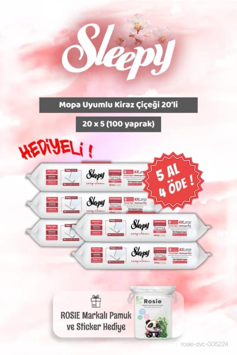 Sleepy 5 Al 4 Öde Kiraz Çiçeği Mopa Uyumlu 20'li ve ROSIE